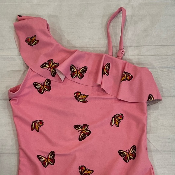 OLD NAVY Pink Butterfly One-Shoulder Swimsuit/size 8 - Picture 5 of 9